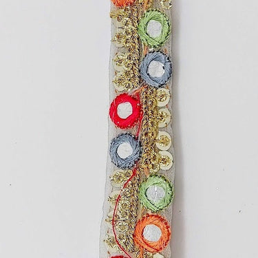 Embroidered Trim Sequins Trim 3 Yards Decorative Lace Sari Border Costume Ribbon Crafting Sewing Tape